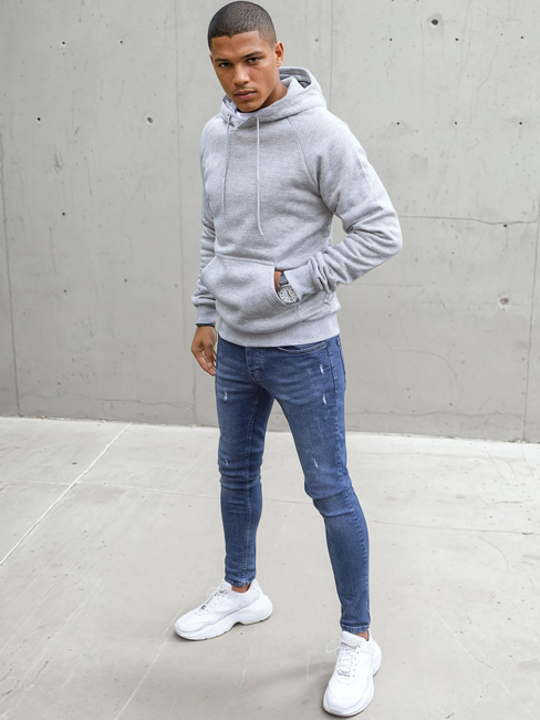Férfi világos szürke pulóver Dstreet BX5481