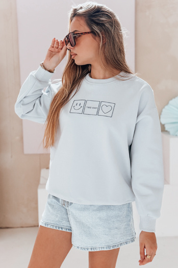 Női oversize pulóver hímzéssel EASYJOY kék Dstreet BY1516