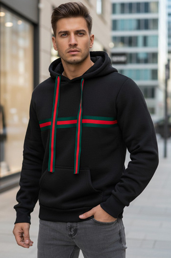 Férfi kapucnis pulóver fekete Dstreet BX5939