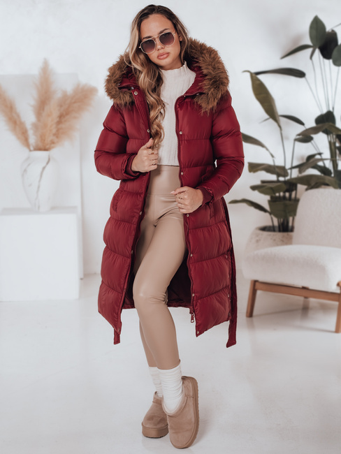 Női steppelt téli kabát szőrmével STYLEBELLA piros Dstreet TY5008