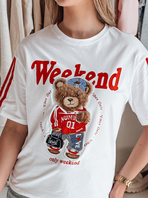 Női oversize mackós póló FUNTED fehér Dstreet RY2850