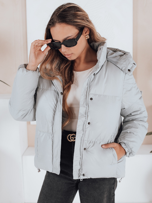 Női átmeneti bőrdzseki COLLAR szürke Dstreet TY5190 TY5190