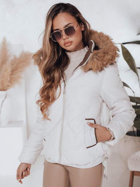Női télikabát COLDLIKE steppelt kapucnival fehér Dstreet TY5002
