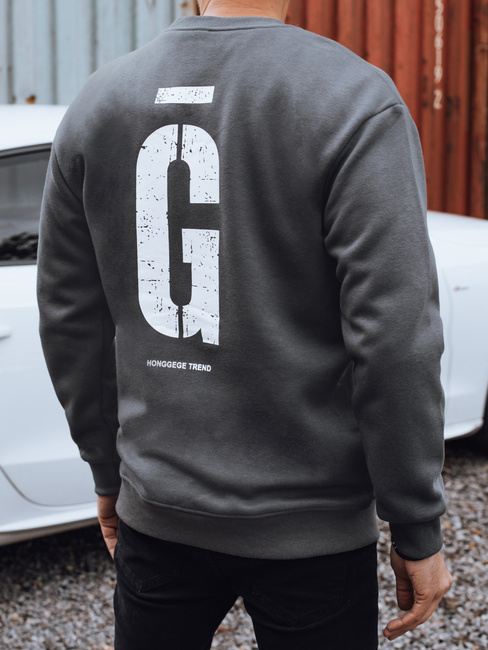 Férfi nyomtatott grafit pulóver Dstreet BX5921