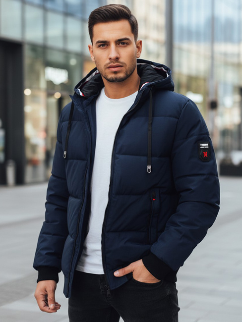 Férfi kapucnis télikabát tengerészkék Dstreet TX5086z