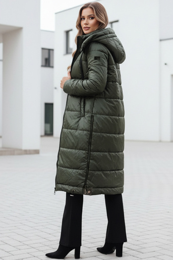 Női átmeneti dzseki ORVITA steppelt kapucnival zöld Dstreet TY5025