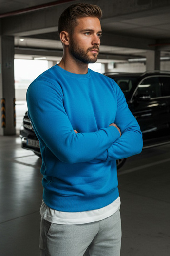 Férfi pulcsi kapucni nélkül kék Dstreet BX4386