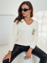 GLAMFOLD női oversize pulóver ekrü nyomattal Dstreet MY2345