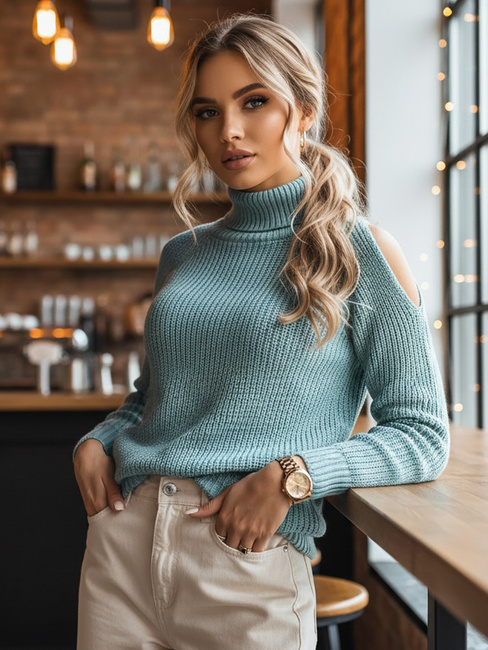 Női garbó pulóver ARIEL Szín Zöld DSTREET MY1699