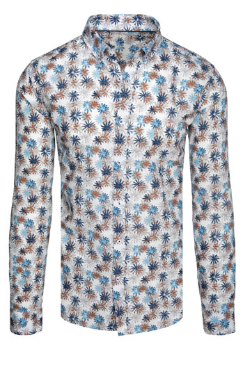 Férfi virágos fehér ing Dstreet DX2646