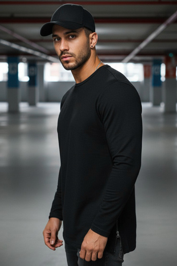 Férfi hosszú ujjú póló Szín Fekete DSTREET LX0559
