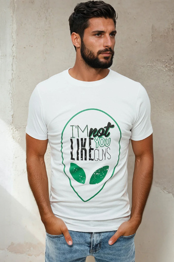 Férfi fehér póló mintával biały Dstreet RX4154