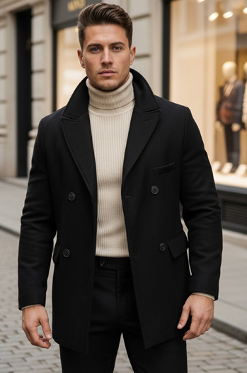 Férfi kétsoros kabát Szín Fekete DSTREET CX0433