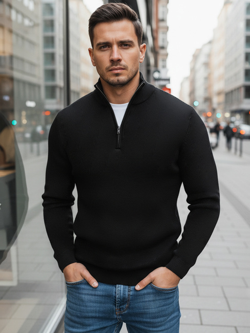 Férfi fekete pulóver Dstreet WX1894