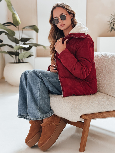 Női kordbársony dzseki TRENDYGLAM bordó Dstreet TY4942 TY4942