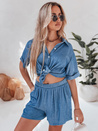 Női lenvászon oversize szett LINEN LOVE tengerészkék Dstreet AY1138