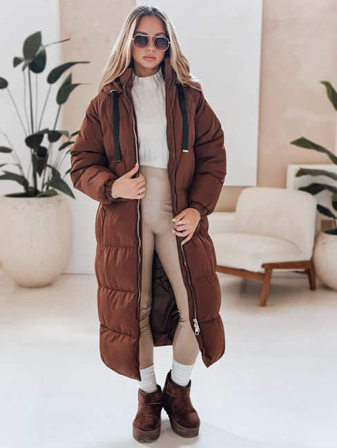 Női téli hosszú steppelt kabát COZYSEASON barna Dstreet TY4954