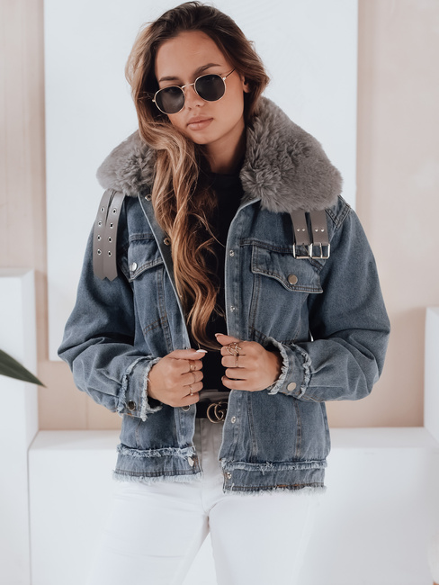 Női FURDENIM farmer dzseki szőrmével világoskék Dstreet TY4755