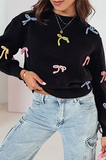 Női egyméretű TIELUSH pulóver kicsi koakrdki fekete Dstreet MY2358