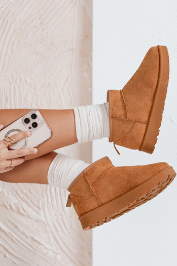 Női platform hó csizma camel Dstreet ZY1074 ZY1074