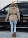 Női télikabát FURSOFT steppelt kapucnival bézs Dstreet TY4668