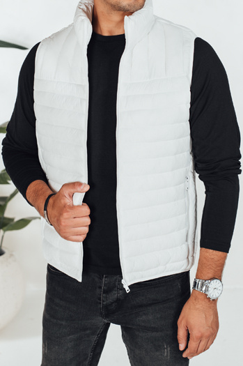 Férfi steppelt fehér mellény Dstreet TX5083
