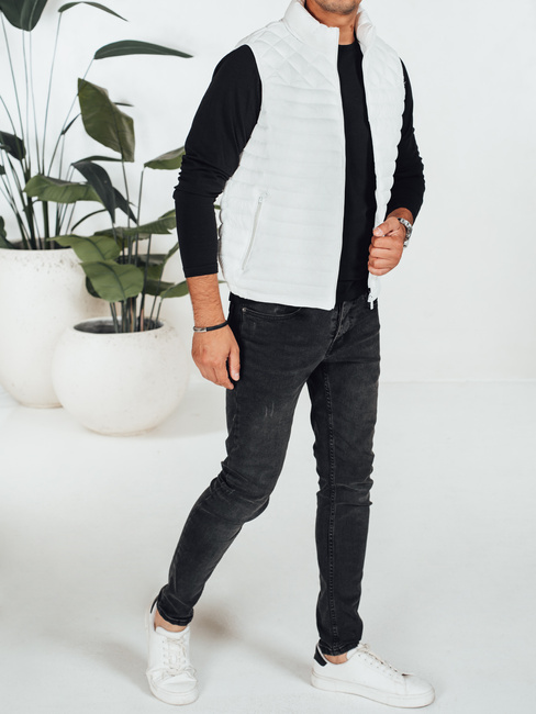 Férfi steppelt fehér mellény Dstreet TX5075