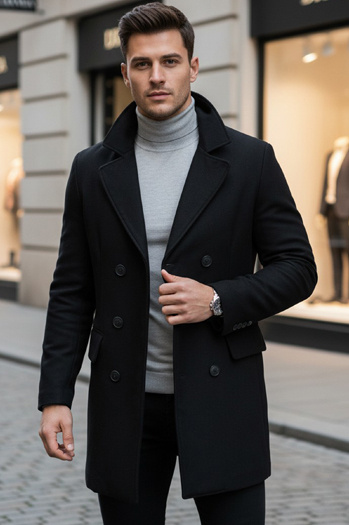 Férfi kétsoros kabát Szín Fekete DSTREET CX0434