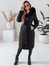 Női téli hosszú steppelt kabát szőrmével fekete Dstreet TY5085