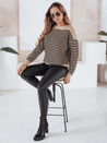 Női csíkos pulóver ELVARA camel Dstreet MY2525