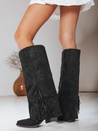 Női szarvasbőr boho fekete csizma Dstreet ZY1287 ZY1287