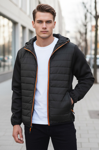 Férfi fekete steppelt átmeneti kabát Dstreet TX3785