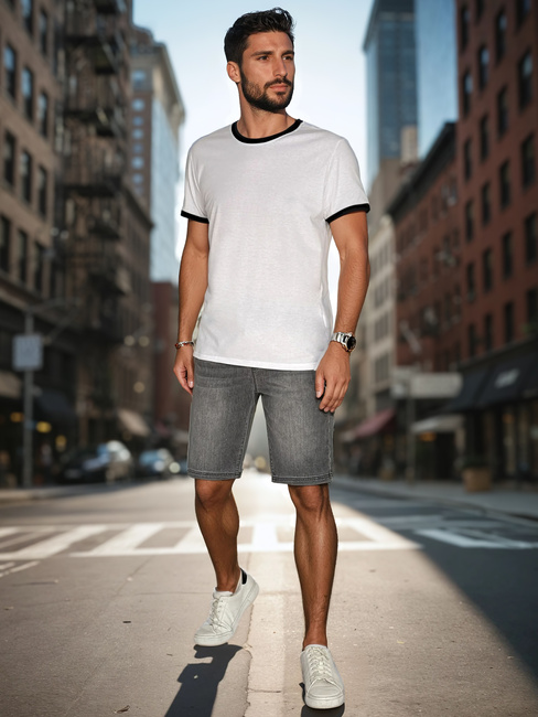 Férfi denim look szürke rövidnadrág Dstreet SX2501