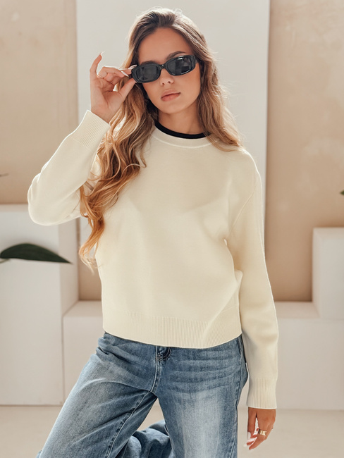 Női basic pulóver DARMILA ecru Dstreet MY2506