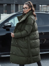 Női hosszú téli steppelt kabát FAVI zöld Dstreet TY4576