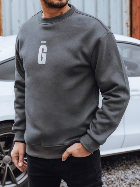 Férfi nyomtatott grafit pulóver Dstreet BX5921