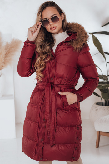Női steppelt téli kabát szőrmével STYLEBELLA piros Dstreet TY5008