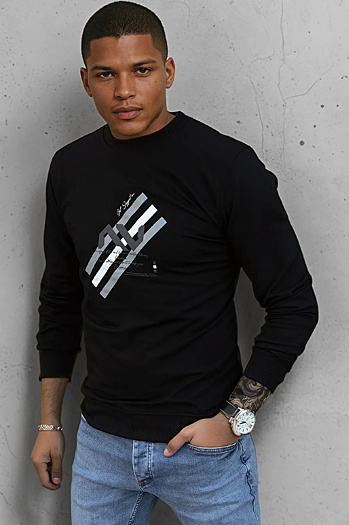 Fekete szinű férfi mintás pulóver Dstreet BX5364