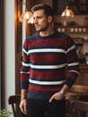 Férfi csíkos pulóver piros Dstreet WX2264