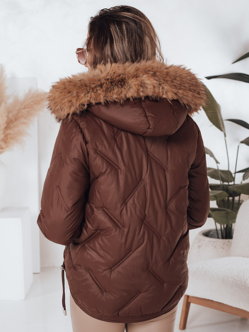 Női télikabát COLDLIKE steppelt, kapucnival barna Dstreet TY5003