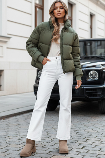 Női téli rövid steppelt dzseki VIBEGIRL zöld Dstreet TY4946