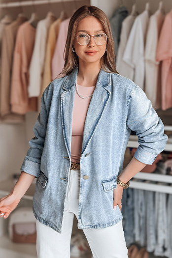 Női oversize farmer dzseki RUNAWAY kék Dstreet TY4906