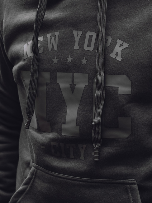 Férfi szigetelt kapucnis pulóver fekete Dstreet BX5934