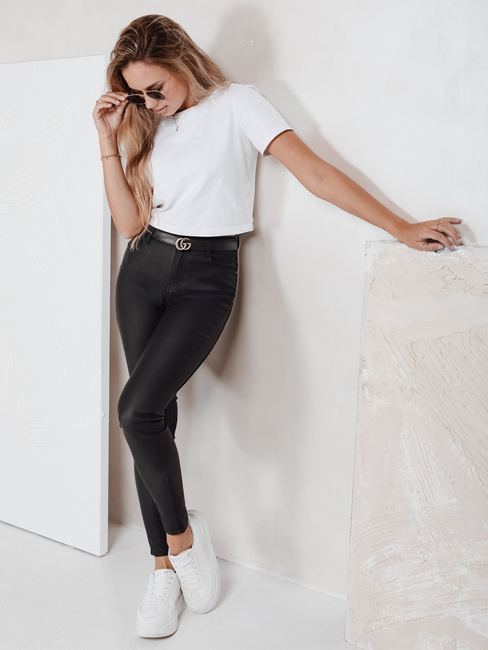 Női viaszolt fekete nadrág Dstreet UY2767