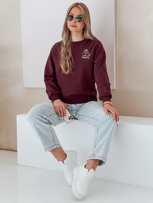 Női oversize pulóver hímzéssel CHERSOFT szilva Dstreet BY1399