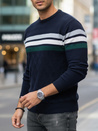 Férfi csíkos sötétkék pulóver Dstreet WX2334
