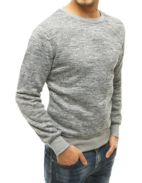 Férfi pulcsi kapucni nélkül világosszürke színben BX4816