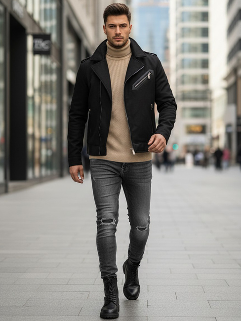 Férfi téli ramones dzseki fekete Dstreet TX4660z