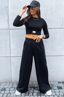 Női szett széles szárú nadrág és crop top ASTRAL ALLURE fekete Dstreet AY0920