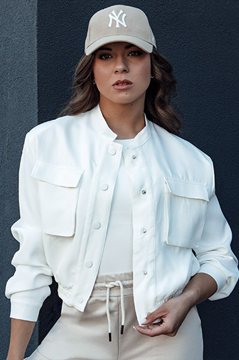 Női bomber dzseki PRIEV fehér Dstreet TY4305